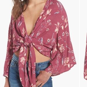 Billabong Floral Tie-Front Blouse